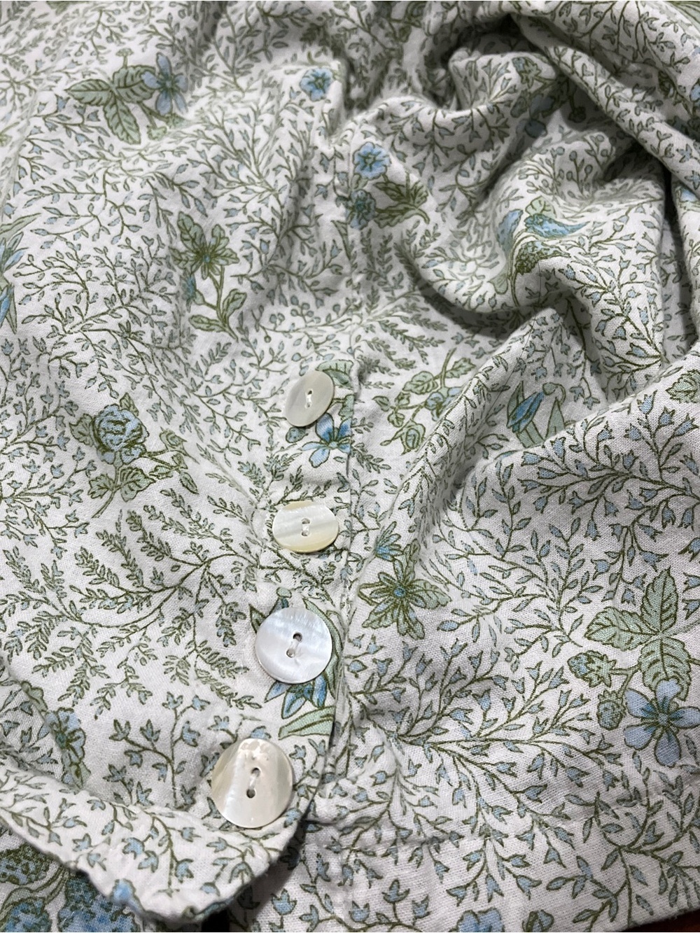 Laura Ashley Cottagecore Blue Green Floral Top 2X Romantic Prairie Blouse - Picture 6 of 9